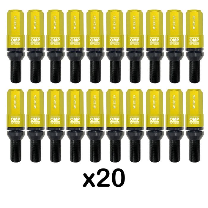 Omp OMPS09971409 Juego 20 Tornillos Rueda M14x1.25 Largo 28mm Llave 17-19mm Protector Aluminio Colores Amarillo 4 Omp OMPS09971409 Juego 20 Tornillos Rueda M14x1.25 Largo 28mm Llave 17-19mm Protector Aluminio Colores Amarillo 4