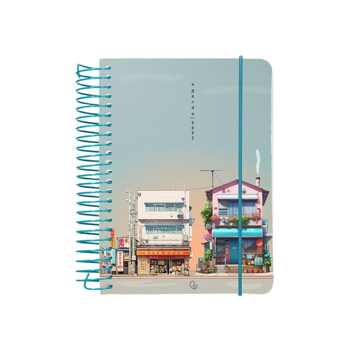 Agenda Espiral Liderpapel Santorini A6 2025 Dia Pagina Street View Papel 60 gr 1