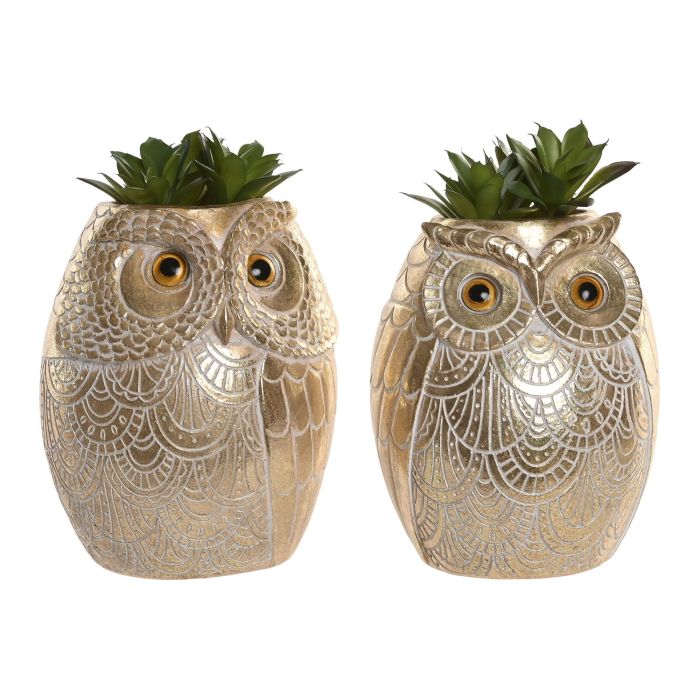 DKD Home Decor Planta Colonial Dorado Verde 18 x 11.5 x 11 cm