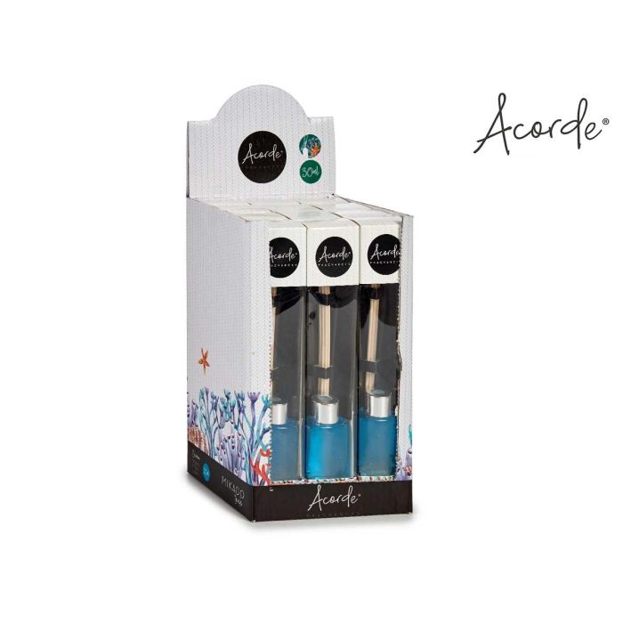 Ambientador Mikado Ocean 30 ml Azul - Acorde, Vidrio y Ratan, 4.4x7.9x2.9 cm (24 Unidades) 2 Ambientador Mikado Ocean 30 ml Azul - Acorde, Vidrio y Ratan, 4.4x7.9x2.9 cm (24 Unidades) 2