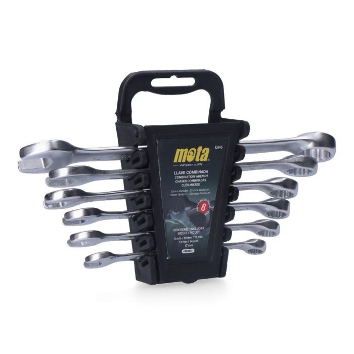Mota Herramientas Juego 6 llaves combinadas 8 a 17mm, acero al cromo vandadio, modelo E946