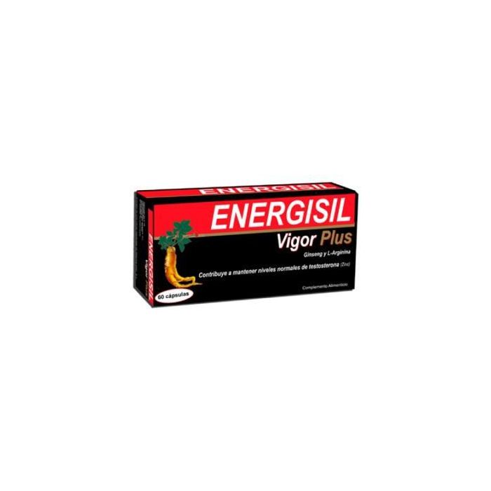 Energisil Vigor Plus con Ginseng, L-Arginina, Vitaminas y Zinc, 60 Cápsulas para Niveles Normales de Testosterona