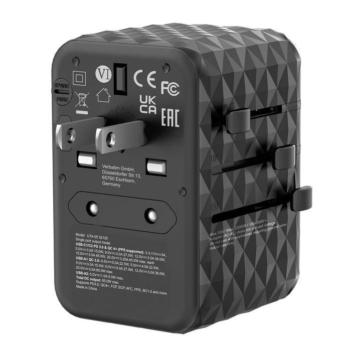 Verbatim Uta-05 Adaptador Universal De Viaje Con 2 Puerto Usb-C - 2 Puerto Usb-A 11 Verbatim Uta-05 Adaptador Universal De Viaje Con 2 Puerto Usb-C - 2 Puerto Usb-A 11