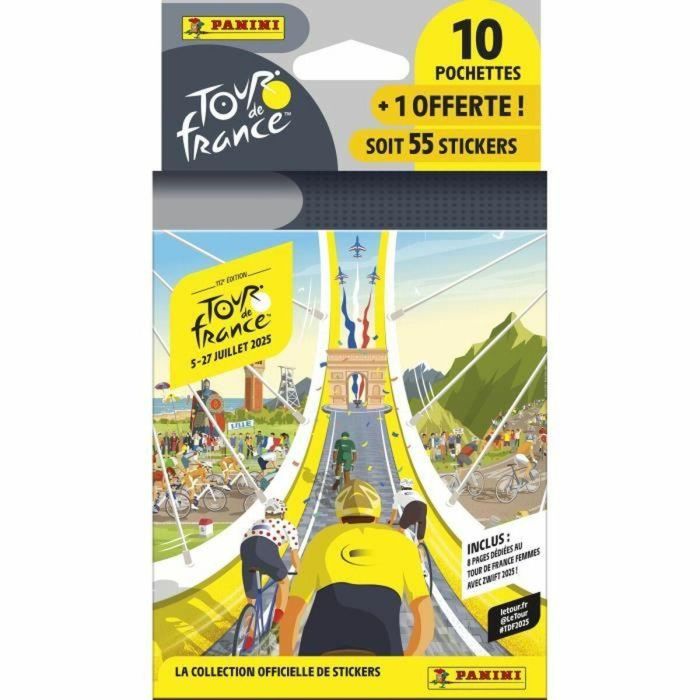 Panini Blíster Tour De France 2025 - 10 fundas + 1 gratis - 55 pegatinas - PAN8051708026627