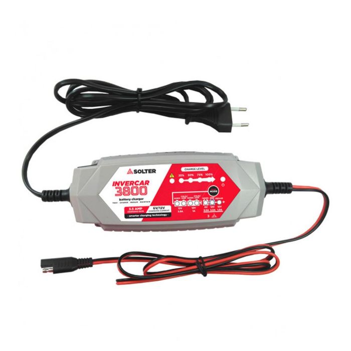 Solter Cargador Inteligente de Baterías Invercar 3800 6/12V 3.5A para Coches y Motos 1