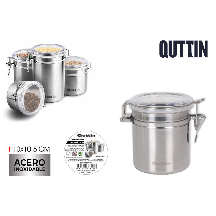 Quttin Tarro Hermético Ss Redondo de 10 cm de Diámetro y 10.5 cm de Altura (12 Unidades)