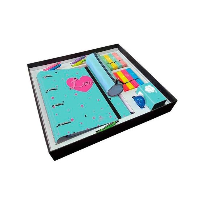 Mariola Set De Regalo Premium Carpeblock 4 Anillas 40 mm Corazones, Incluye Lapicero, Estuche, Fluorescentes y Más