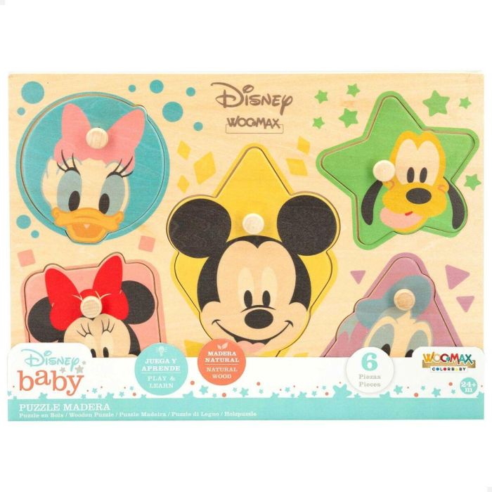 Puzzle Infantil de Madera Disney + 2 Años 5 Piezas (12 Unidades) 1