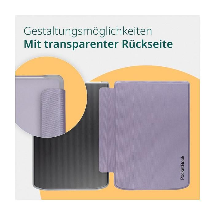 PocketBook Funda SH-TR-634-LPL-WW Folio Transparente Lavanda de Microfibra y Cuero PU para eReader Verse, Verse Lite, Verse Pro