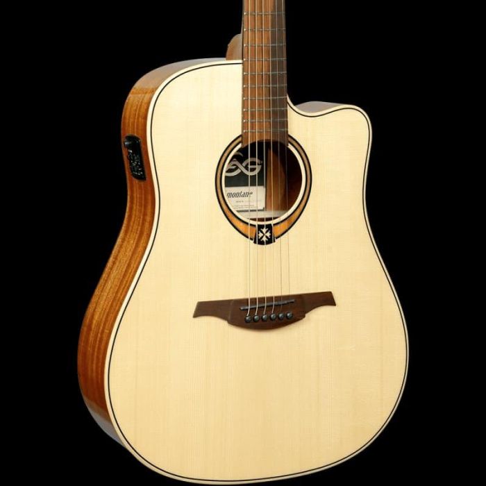 LAG Guitarra Acústica Dreadnought Cutaway A/E Tramontane 88 - Natural Abeto Engelmann Macizo Khaya Bronce Stage LAG