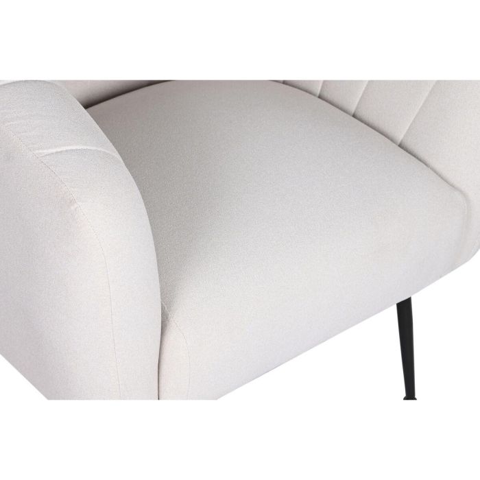 DKD Home Decor Sillón Scandi Beige Negro Poliéster Madera. Dimensiones 75x73x81cm, Altura asiento 43cm, Soporta 120kg, Desmontable. 5