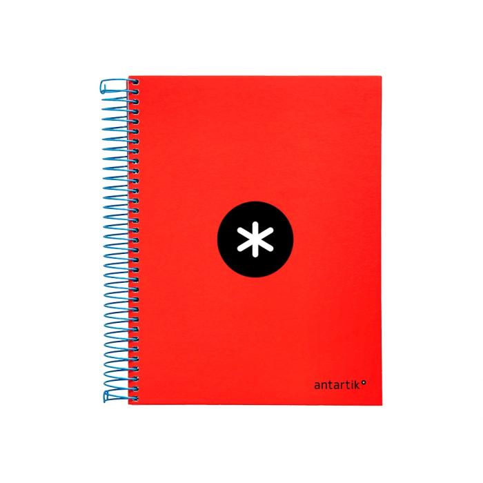 Antartik Cuaderno Espiral A5 Micro Tapa Forrada 120 Hojas 90gr Horizontal 5 Bandas 6 Taladros Color Rojo 1