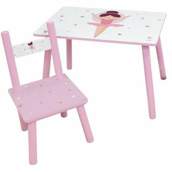 Fun House Mesa y Silla Bailarina para Niños - MDF - Medidas Mesa: Al. 41.5 cm x An. 61 cm x Pr. 42 cm, Medidas Silla: Al. 49.5 cm x An. 31 cm x Pr. 31.5 cm