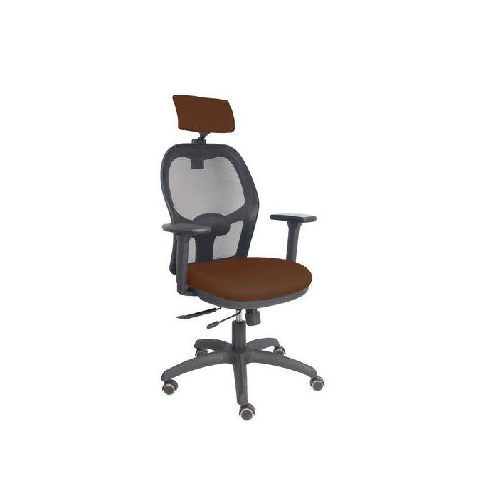 Silla Piqueras Y Crespo Jorquera Brazos 3D Y Cabecero Regulables Mecanismo Sincro Con Traslack Ruedas Parquet Respaldo De Malla Negra Y Asiento Tapizado Bali Marron Oscuro