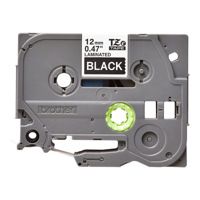 BROTHER Cinta laminada negro/blanco 12mm BROTHER Cinta laminada negro/blanco 12mm