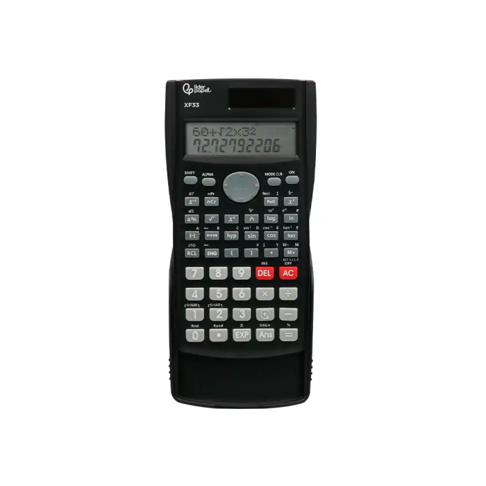 Liderpapel XF33 Calculadora Científica 12 Dígitos 240 Funciones Solar y Pila, Pantalla 2 Líneas, Tapa Rígida, Color Negro 156x85x20mm 3