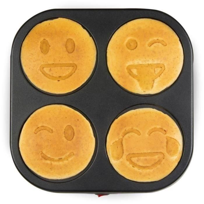 Crépiere Domo - 4 crepes - Patrones de emoji - Revetencia anti -adhesiva - 600W - L31 x L34 x H13 cm 4 Crépiere Domo - 4 crepes - Patrones de emoji - Revetencia anti -adhesiva - 600W - L31 x L34 x H13 cm 4