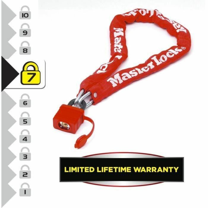 Master Lock 8390EURDPROCOL Candado de Cadena de Seguridad para Bicicletas, Acero Endurecido 6mm, 90cm, Anticorte, con Llave 3 Master Lock 8390EURDPROCOL Candado de Cadena de Seguridad para Bicicletas, Acero Endurecido 6mm, 90cm, Anticorte, con Llave 3