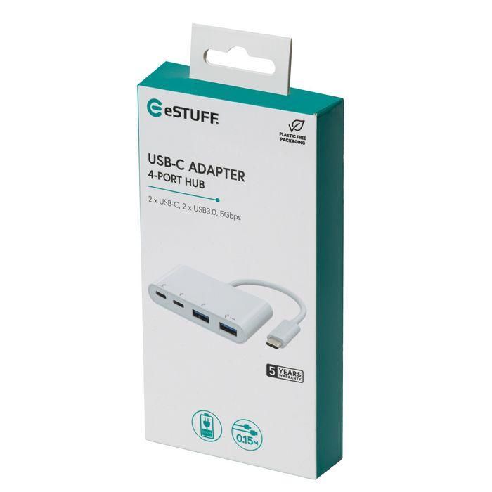 eSTUFF USB-C a 2 x USB 3.0 y 2 x USB-C 3.1 Concentrador con 4 Puertos para Laptop y Escritorio 3