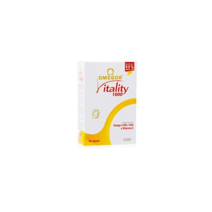 Omegor Vitality 1000 Omega-3 con EPA y DHA y Vitamina E, 60 Perlas. Para el funcionamiento normal del corazón