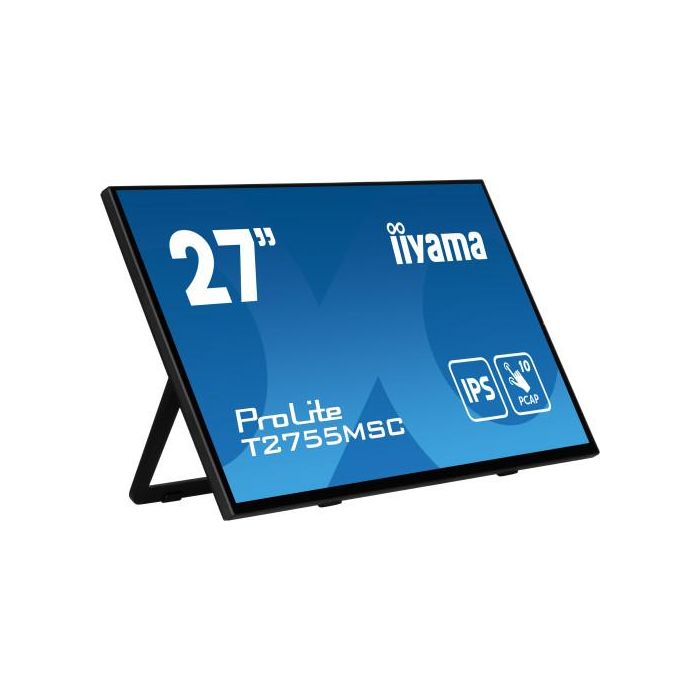 Iiyama Monitor Táctil 27" IPS Full HD 1920x1080, 10 Puntos Táctiles, HDMI, DisplayPort, USB Hub, Altavoces, Webcam y Micrófono Integrados, Soporte (T2755MSC-B1) 1
