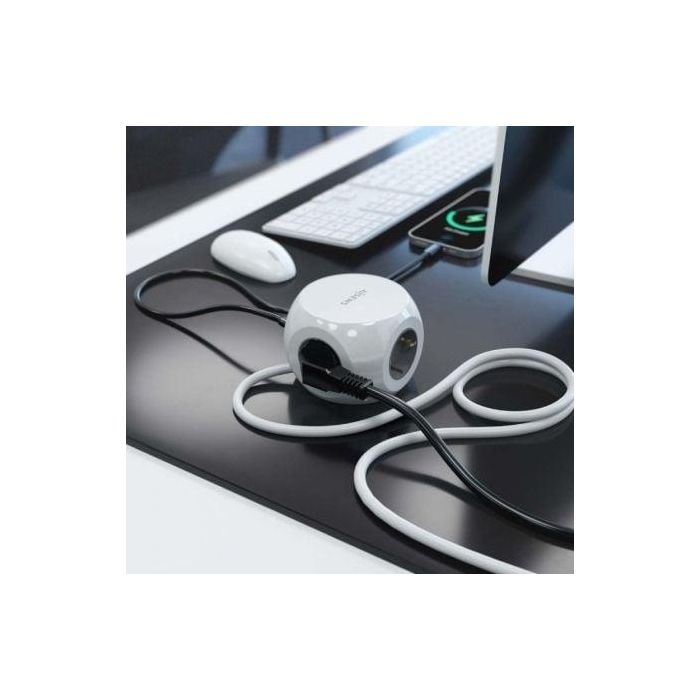 AISENS - REGLETA DE ENCHUFES SOBREMESA MULTIFUNCION CON 3 TOMAS + 2xUSB-C, 2xUSB-A, 1.4M, BLANCO 3