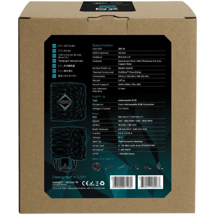 K ICEBERG THERMAL IceSLEET X9 Dual TR ARGB - Threadripper only 3 K ICEBERG THERMAL IceSLEET X9 Dual TR ARGB - Threadripper only 3