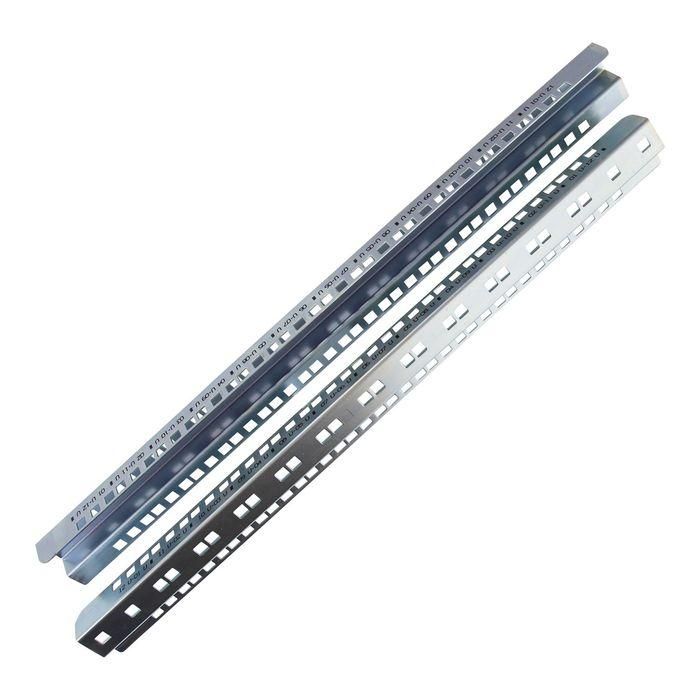 Logon RAX41019 Riel de Montaje para Equipos 12U, Galvanizado, Set de 2 Piezas para Armarios Rack de Pared y de Pie