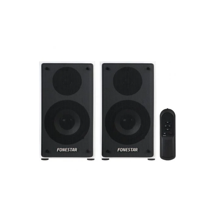 Fonestar CLASS-220B Altavoces 80W 2.0 Pareja de altavoces activos Hi-Fi de madera MDF con mando a distancia y múltiples opciones de reproducción