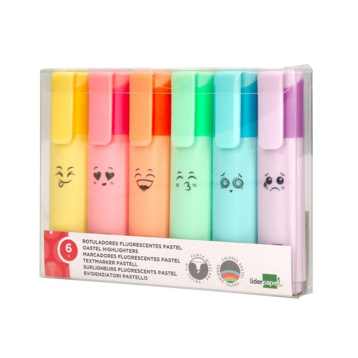 Rotulador Liderpapel Fluorescente Pastel Punta Biselada Estuche De 6 Unidades Colores Surtidos 2