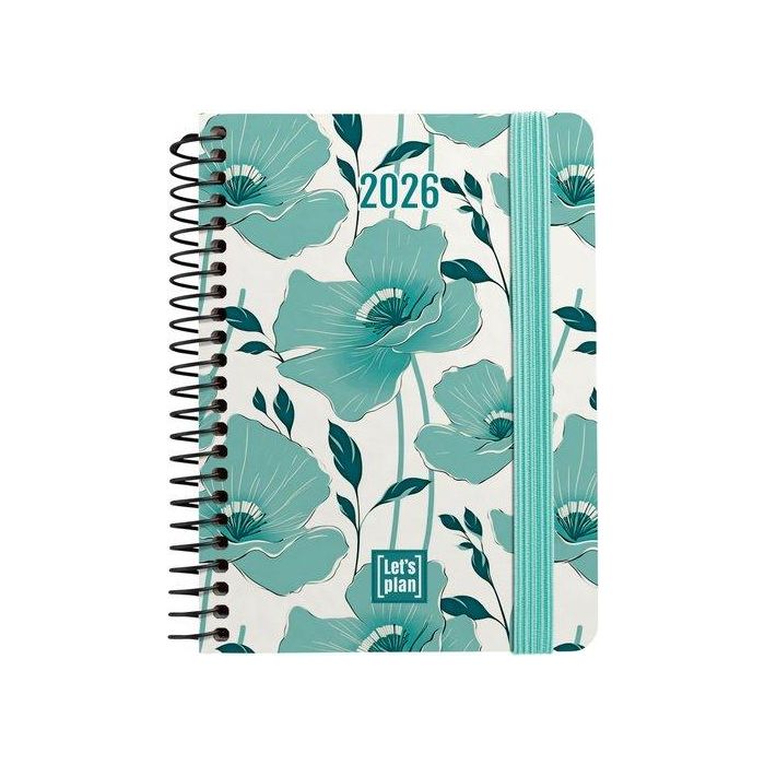 Agenda Anual (2026) Grafoplas Design Espiral Tapa Extra Con Goma A6 150X120 S/V Poppy