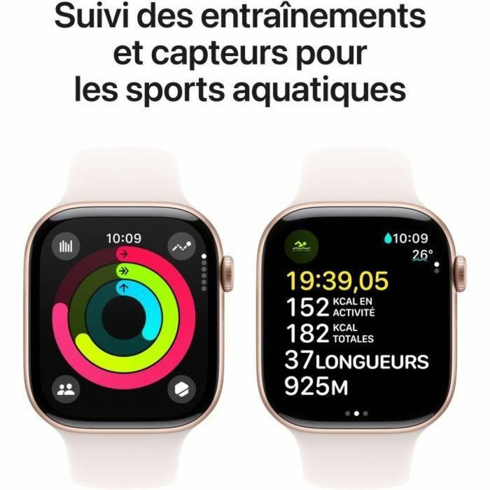 Apple Watch Series 10 GPS - 46 mm - Caja de aluminio en oro rosa - Correa deportiva color rubor claro - M/L 3