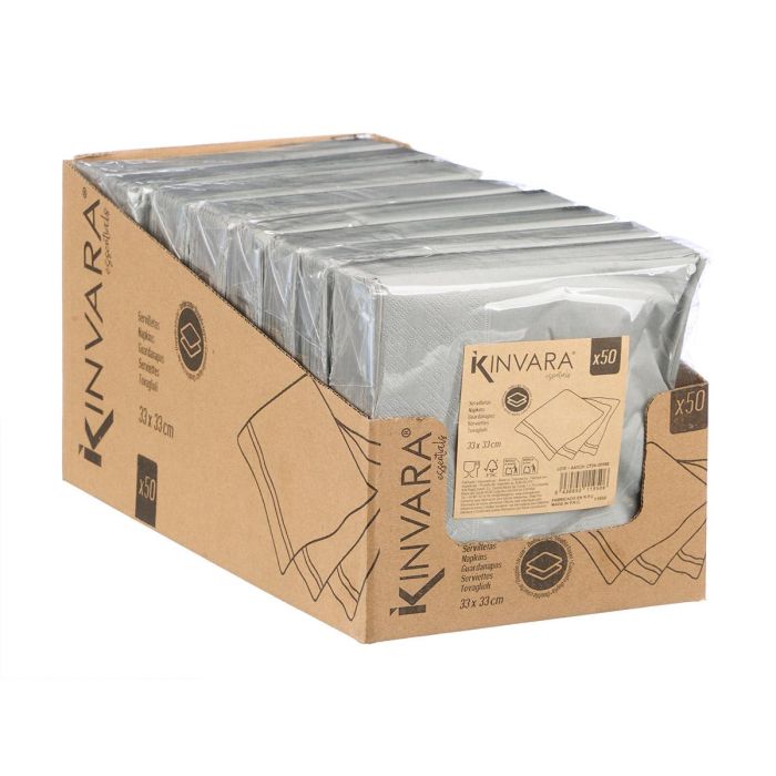 Set 50 Servilletas 33x33 cm Gris - Kinvara (16 Unidades) 2 Set 50 Servilletas 33x33 cm Gris - Kinvara (16 Unidades) 2