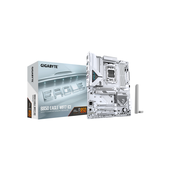 Gigabyte B850 EAGLE WIFI7 ICE Placa Base AMD AM5, DDR5 hasta 8200MHz, Wi-Fi 7, 2.5GbE, USB 3.2 Gen 2, PCIe 5.0 - 9MB85GL7E-00-G10 Gigabyte B850 EAGLE WIFI7 ICE Placa Base AMD AM5, DDR5 hasta 8200MHz, Wi-Fi 7, 2.5GbE, USB 3.2 Gen 2, PCIe 5.0 - 9MB85GL7E-00-G10