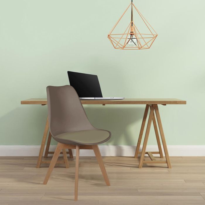 Home Deco Factory Silla COPENHAGUE Acolchada Patas Madera Haya Diseño Escandinavo 49x55x81.5 cm Marrón 5