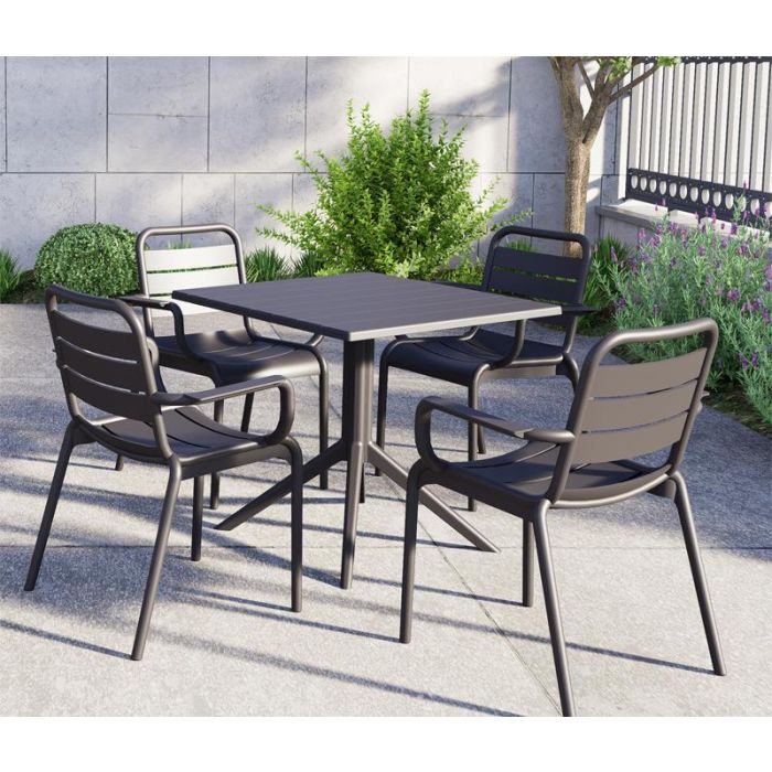 Silla Terraza Y Jardin DKD Home Decor Negro 52 x 84 x 57 cm (4 Unidades) 1