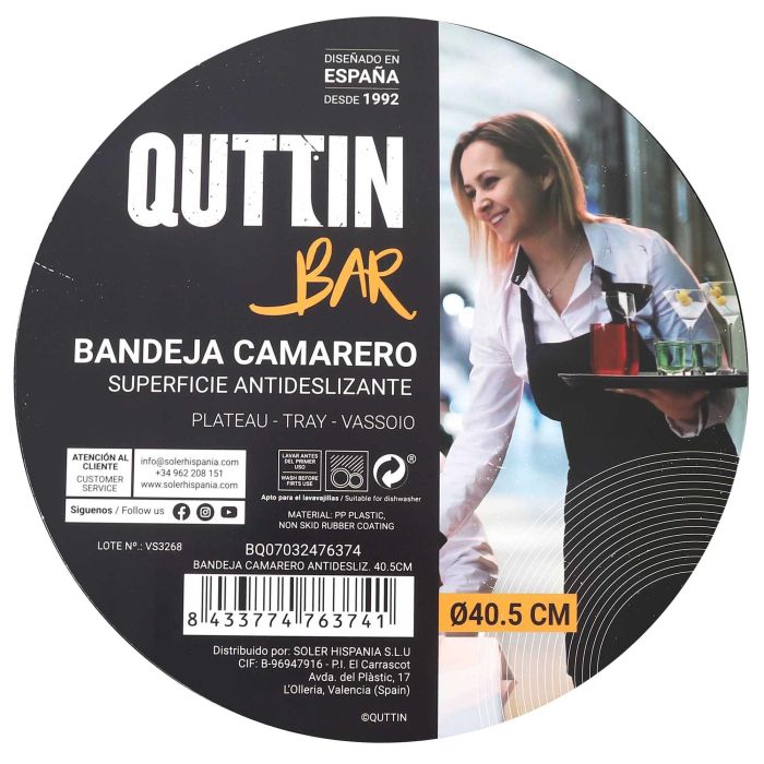 My Bar Bandeja Camarero Antideslizante 40.4 cm x 40.4 cm 13