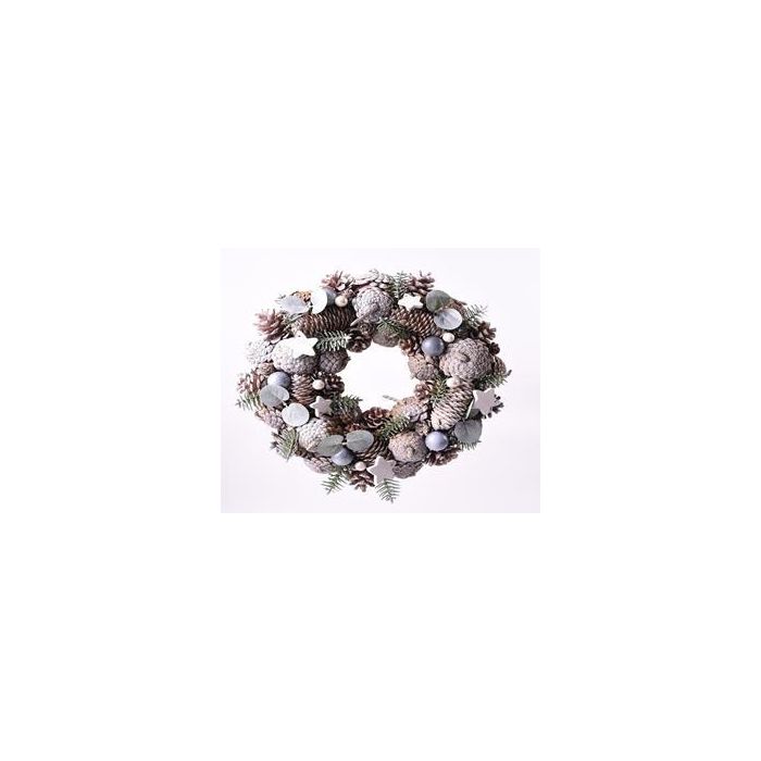 DKD Home Decor Bola Decoración Navidad Fantasía Natural Blanco Piñas 18x18x18 cm (2 Unidades) 1