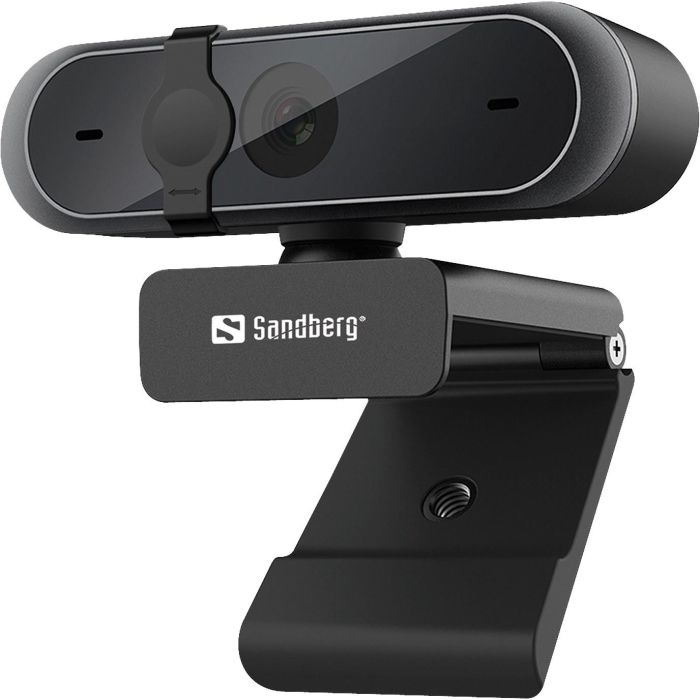 Sandberg Webcam USB Pro Full HD 1080P con Enfoque Automático, Micrófono Estéreo y Tapa de Privacidad para Portátil