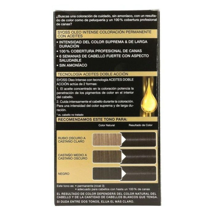 Syoss #1.10 OLEO INTENSE Tinte Sin Amoniaco Negro Intenso 5 pz para Cabello - Coloración Duradera, Cobertura Canas, Nutrición con Aceites 1