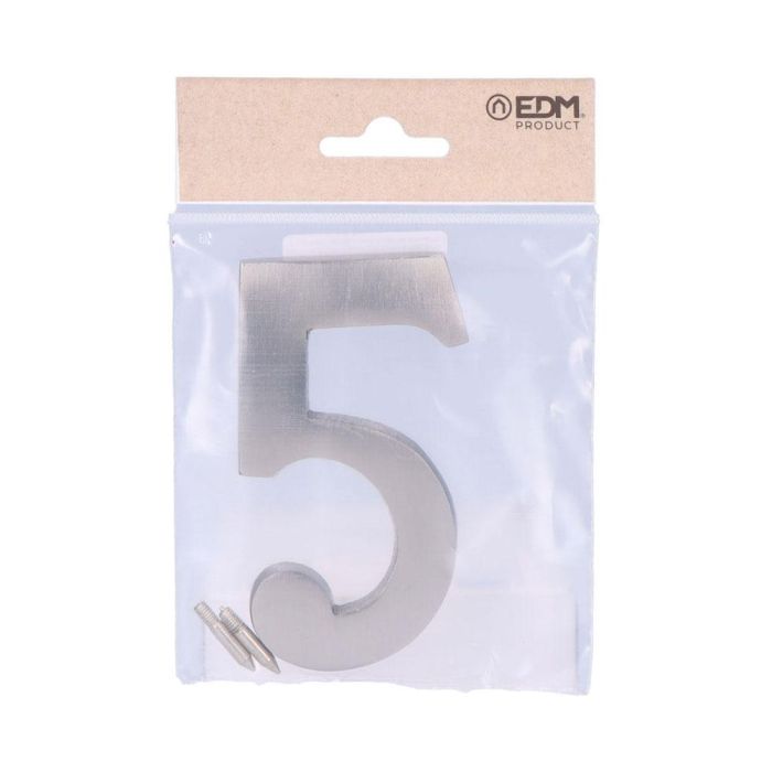 Número 5 niquel mate 10cm fijación invisible 1 Número 5 niquel mate 10cm fijación invisible 1
