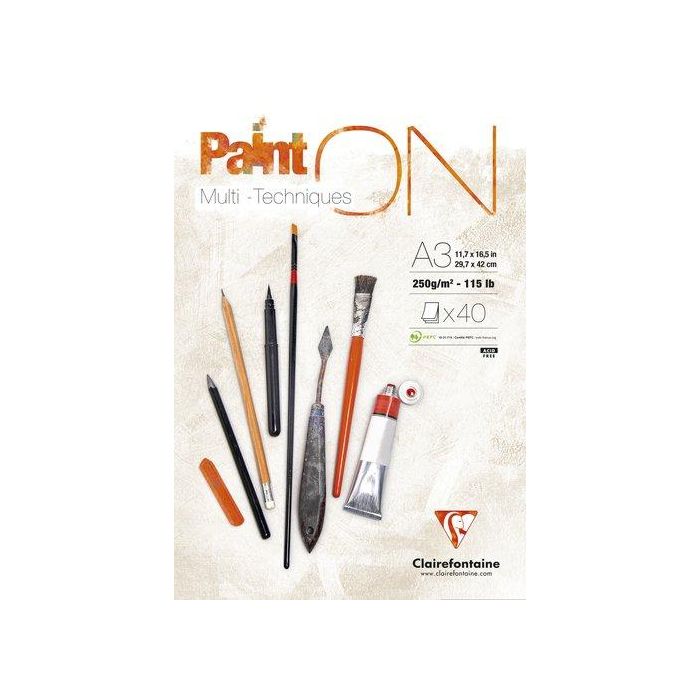 Bloc De Dibujo Clairefontaine Paint On Multitecnicas Encolado A3 250G 40H (Set de 2)