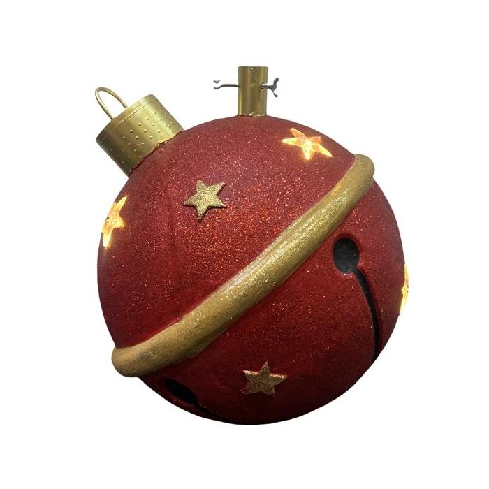 DKD Home Decor Base para Árbol de Navidad Tradicional, con LED, Magnesia, Colores Rojo y Dorado, 40.5x40.5x40 cm