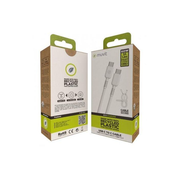 muvit for change cable Tipo C a Tipo C 3A/60W 1.2m blanco 3