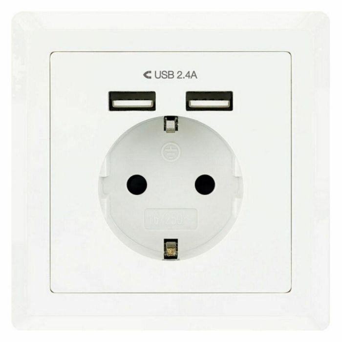 Enchufe Pared con 2 Puertos USB NANOCABLE 10.35.0010 5V/2.4A 5 V 2,4 A 3