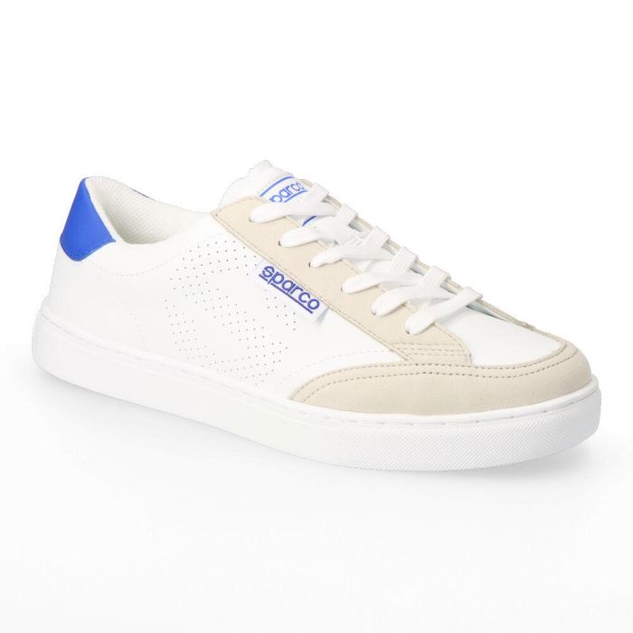 Sparco Sneakers S-Time Blanco/Azul - Piel Sintética Perforada, Suela de Goma, Talla 46 Sparco Sneakers S-Time Blanco/Azul - Piel Sintética Perforada, Suela de Goma, Talla 46