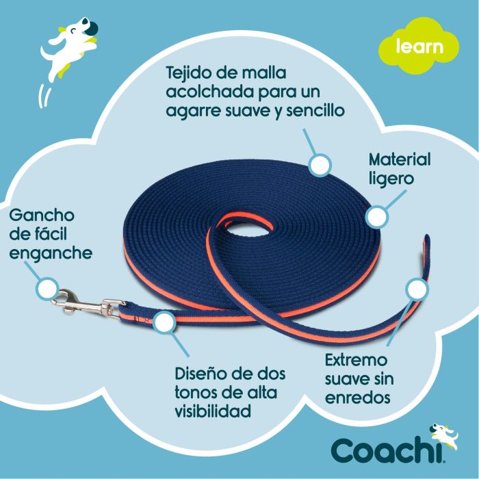 Coachi Training Line Correa de Adiestramiento Acolchada 10m Azul-Coral para Control y Socialización de Perros y Cachorros 5 Coachi Training Line Correa de Adiestramiento Acolchada 10m Azul-Coral para Control y Socialización de Perros y Cachorros 5
