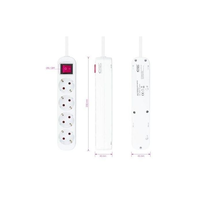 Nanocable 10.37.0004 Regleta con Interruptor, 4 Tomas de Corriente, Cable 1.4m, Protección Infantil, Toma de Tierra, 3680W, Blanca 2 Nanocable 10.37.0004 Regleta con Interruptor, 4 Tomas de Corriente, Cable 1.4m, Protección Infantil, Toma de Tierra, 3680W, Blanca 2