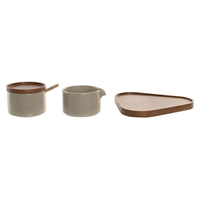 Azucarero Moderno DKD Home Decor Beige Marron 18.5 x 7 x 19.5 cm Set de 2 3