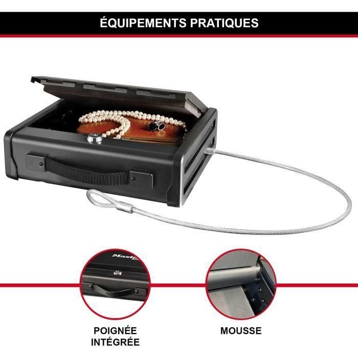 Master Lock Caja Fuerte Compacta de Seguridad con Cable de Fijación de Acero, Bloqueo Llave, Formato S, Negra, 2 Llaves 3 Master Lock Caja Fuerte Compacta de Seguridad con Cable de Fijación de Acero, Bloqueo Llave, Formato S, Negra, 2 Llaves 3